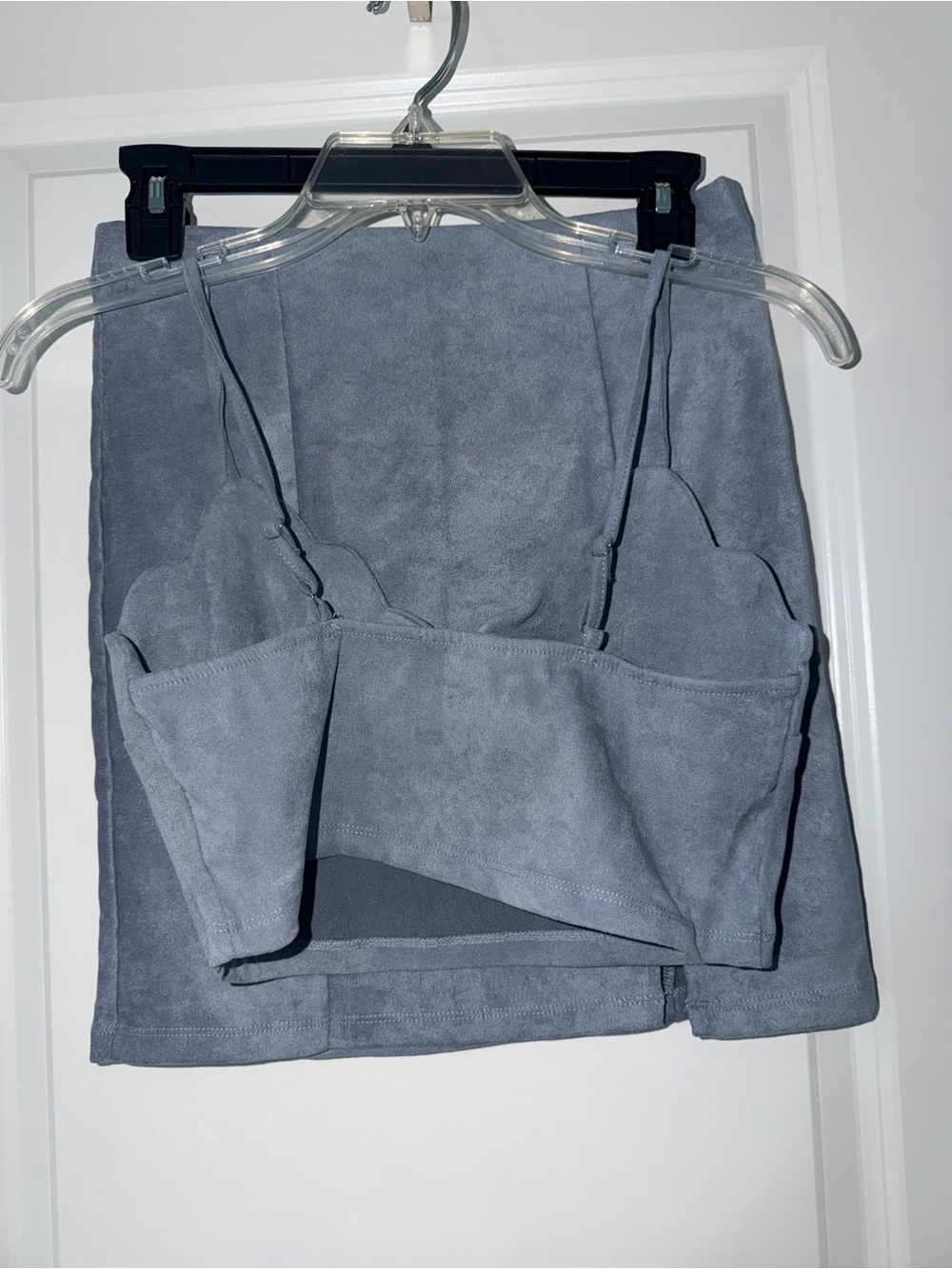 iris Blue Scallop Suede Skirt Set - Picture 3 of 5